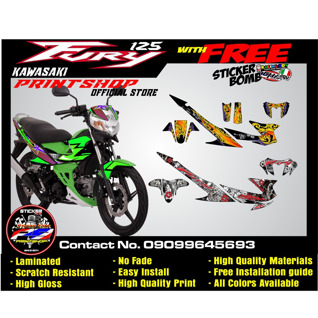 FURY 125 kawasaki Sticker Decals Full Set Quality and Durable Print