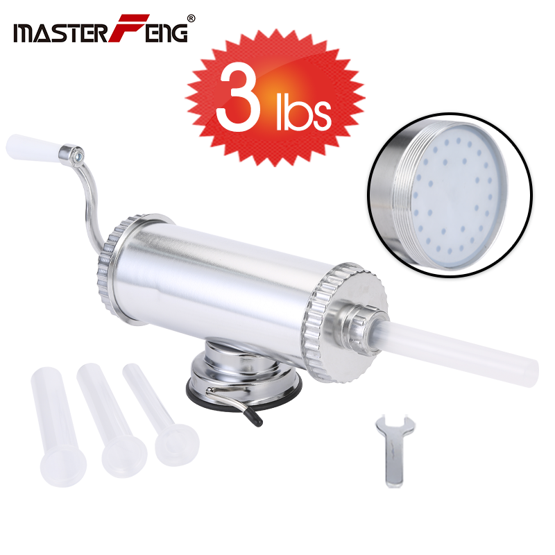 1.5KG homemade sausage maker with silicone piston and 4 sausage meat