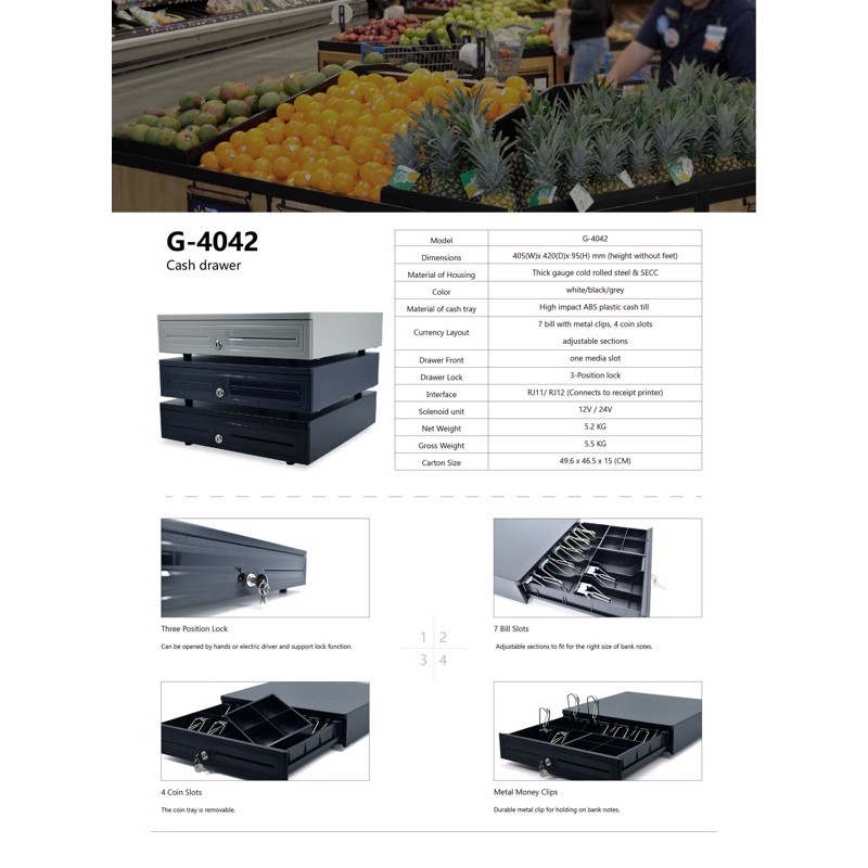 Cash Drawer Machine POS Can be connected to Receipt Printer 7 bills