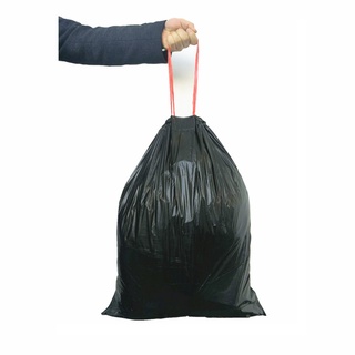 15pcs/Roll Black Thickened Drawstring Trash Bag Garbage Bag Thickened