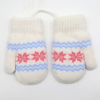 Children's Winter Gloves Small Snowflakes Alpaca Woolthick Warm Wool Newborn Knitted Gloves #4