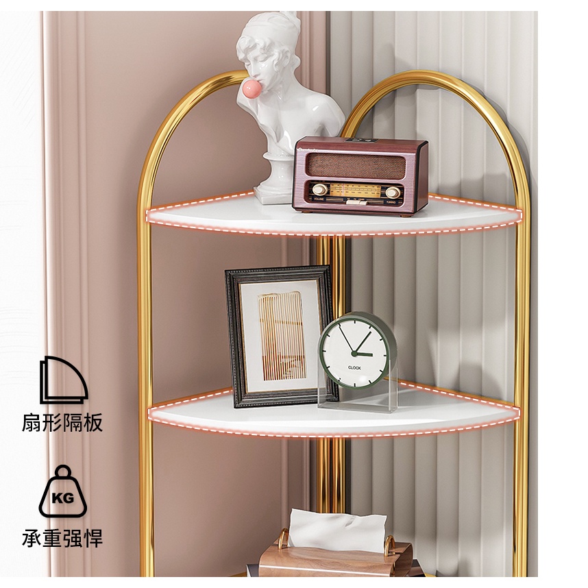 Floor stand 4layer gold tripod bedside bookcase display shelf bedroom