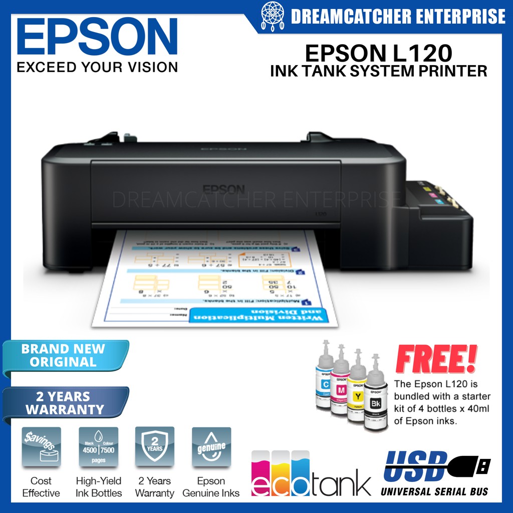 Epson L120 Inkjet Ink Tank System Printer Brand New Original Uses 664 Ink Shopee Philippines 3270