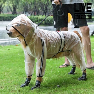 LRC LRC Pet Raincoat Transparent Waterproof Hooded Dog Four-legged Rain Out Clothes for Small Large Dogs
