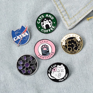 50 Styles Cat Club Enamel Pin Cat Planet Moon Cafe Paw Badge Custom Kitten Brooch Lapel Pin Jeans Shirt Bag Cute Animal Jewelry Gift #3