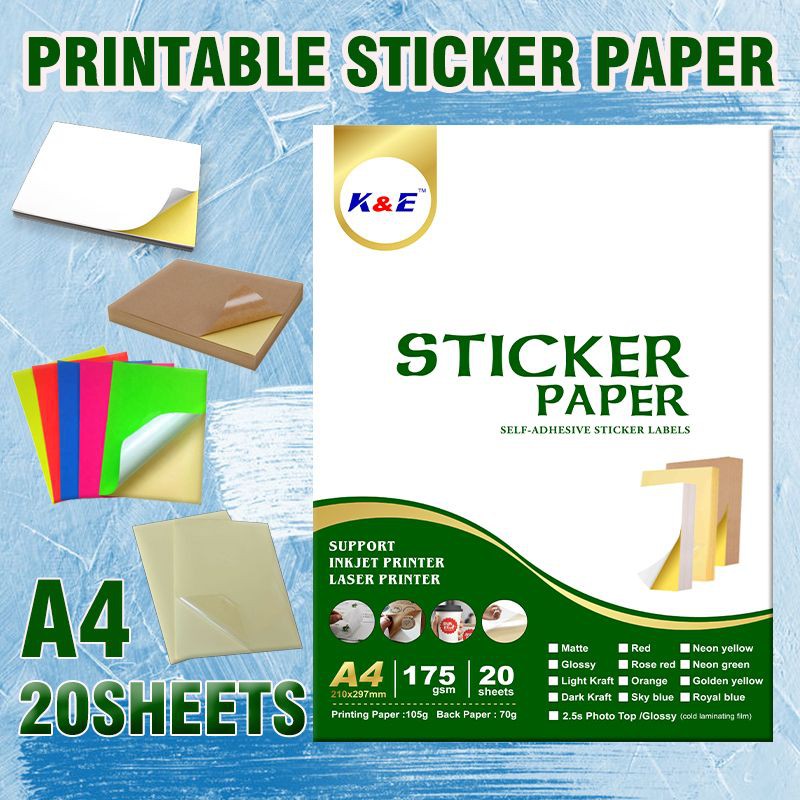 PAPERVISUAL Printable Permanent Vinyl Paper 20 Sticker Sheets For ...