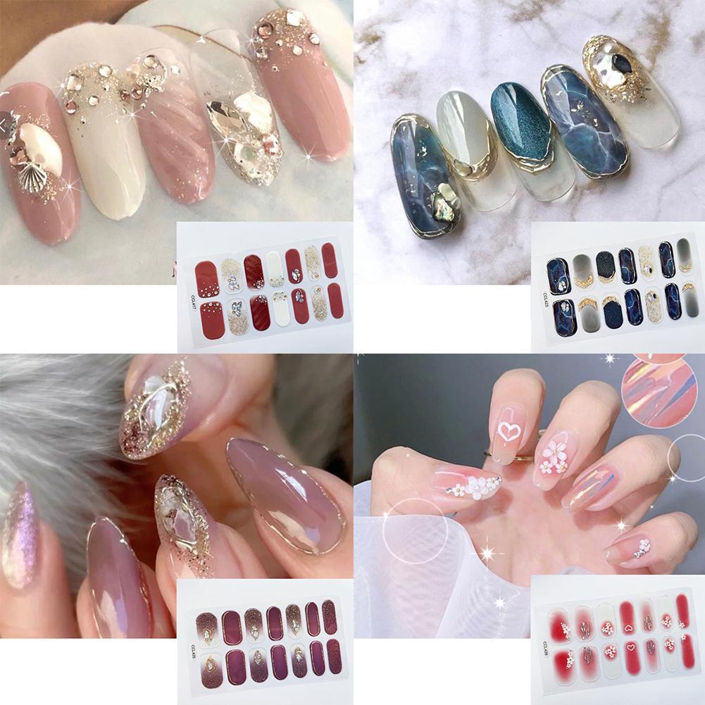 14 Tips/sheet Nail Stickers Fashion Nail Wraps Self Adhesive Manicure  Decoration Nail Strips Nail Sticker Set Nail Art Manicure Decal | Shopee  Philippines
