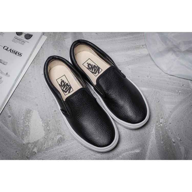 slip on black leather