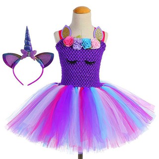 pink and violet unicorn dress