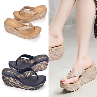 cod[JSFASHION]korean women sandals  wedge  sandals beach slipers korean shoes for girls #2188  3inch