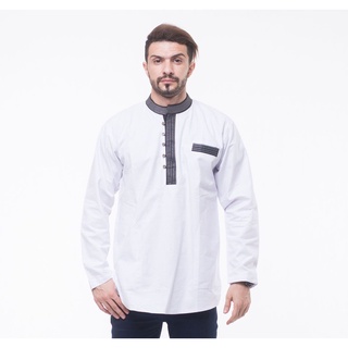 PRIA PUTIH Latahzan White Koko Shirt Men Buttoned Long Sleeve Cotton Material Premium Prayer Clothing Eid #6