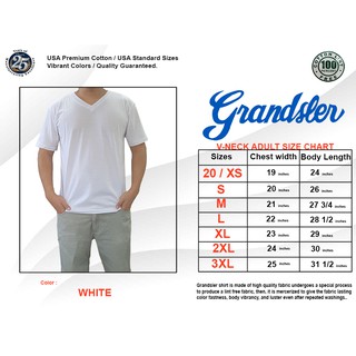 Grandsler Adult V-Neck T-Shirt Plain (White) #1