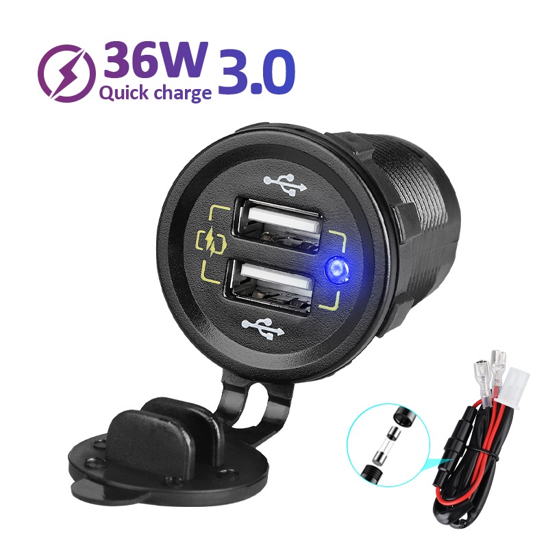 DC 12V To 5V 3A Power Adapter QC 2 Port USB Car Mobile Phone Car USB 3.