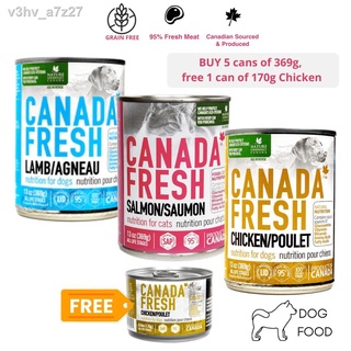 ✤♤☸Buy 5 Cans Canada Fresh Dog Food 369g + Free 1 Can Chicken 170g for All Life Stages