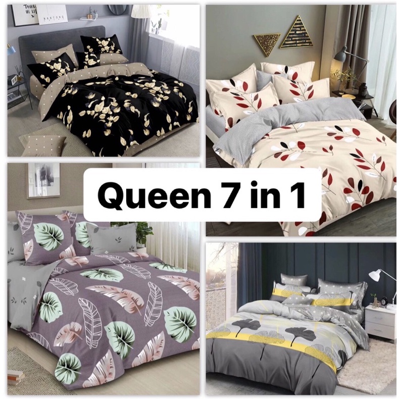 Bedding Set Comforter set QUEEN + Fitted sheet + 7 in 1 100 cotton