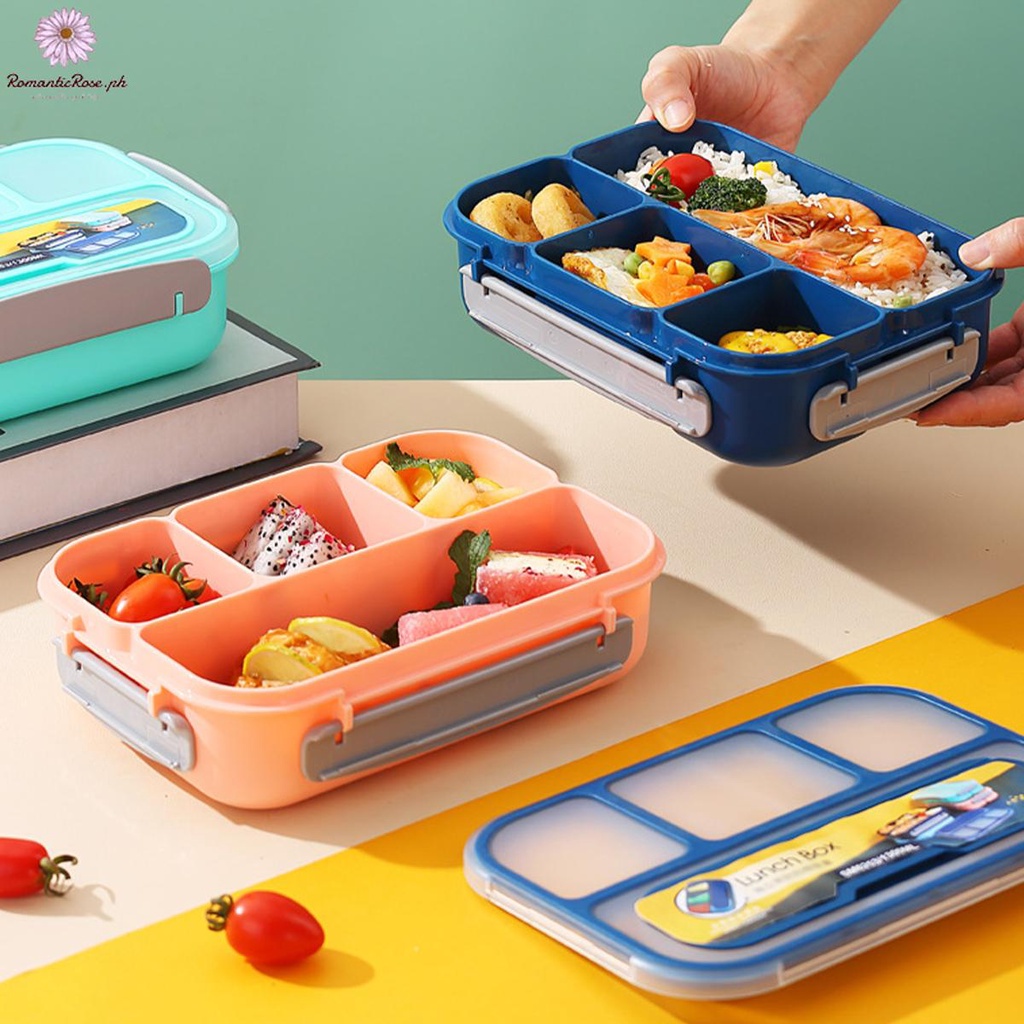 1300ml Bento Box 4 Compartments Lunch Box Plastic Food Storage ...