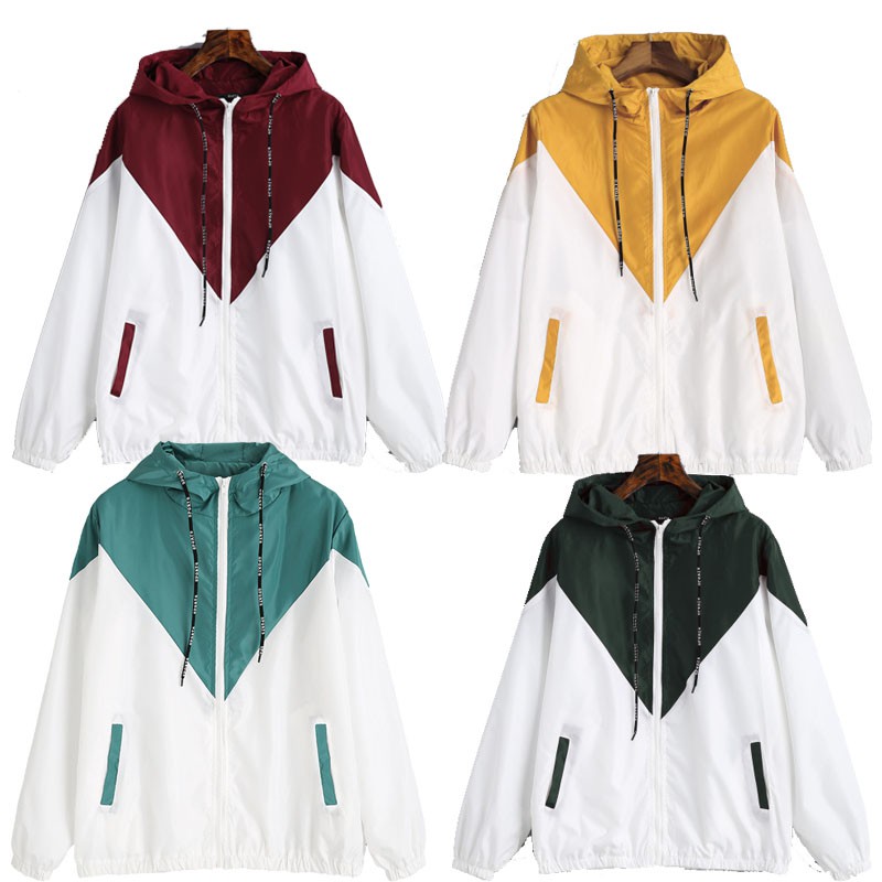 Download Lightweight Windbreaker Hooded Two Tone Jacket | Shopee ...