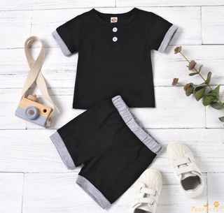 【COD】PFT-0-18 Months Newborn Baby Boys 2-piece Outfit Set Short Sleeve Color Block Tops+Shorts Set f #2