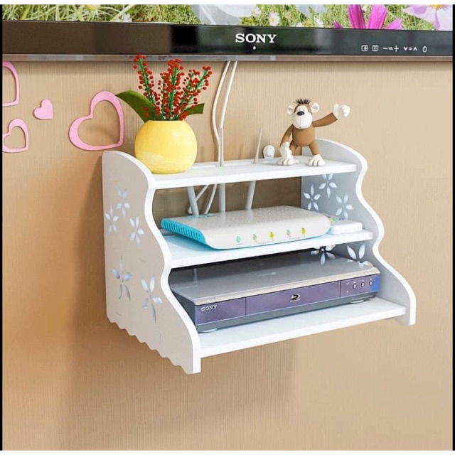 Elegant 3 Layer Wooden Wall Shelves Rack Remote Control Router Holder Box Shelf Shopee Philippines