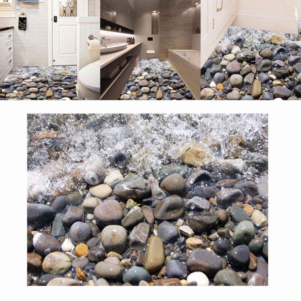 Diy 3d Beach Stone Floor Wall Sticker Removable Mural Decal Vinyl