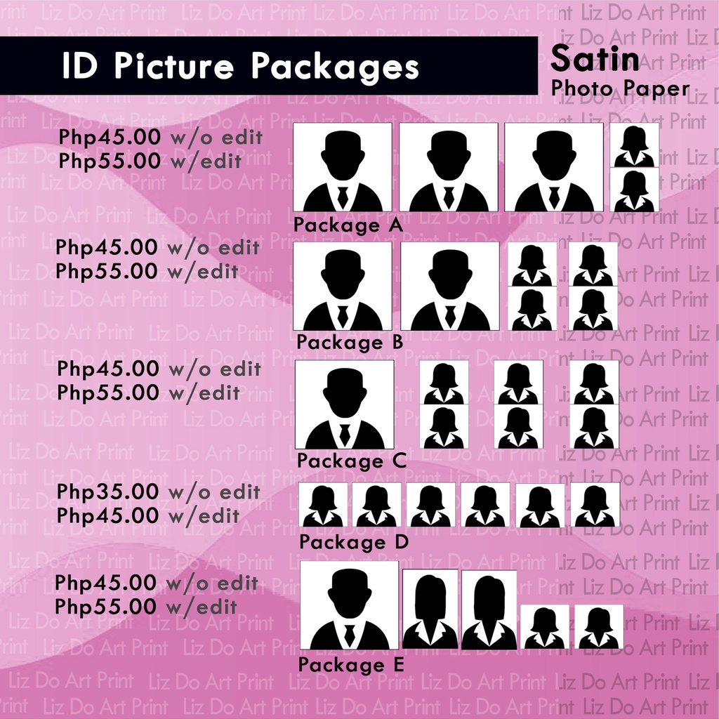 ID Picture Packages Satin 2x2 1x1 Passport Size ID Photo Printing 