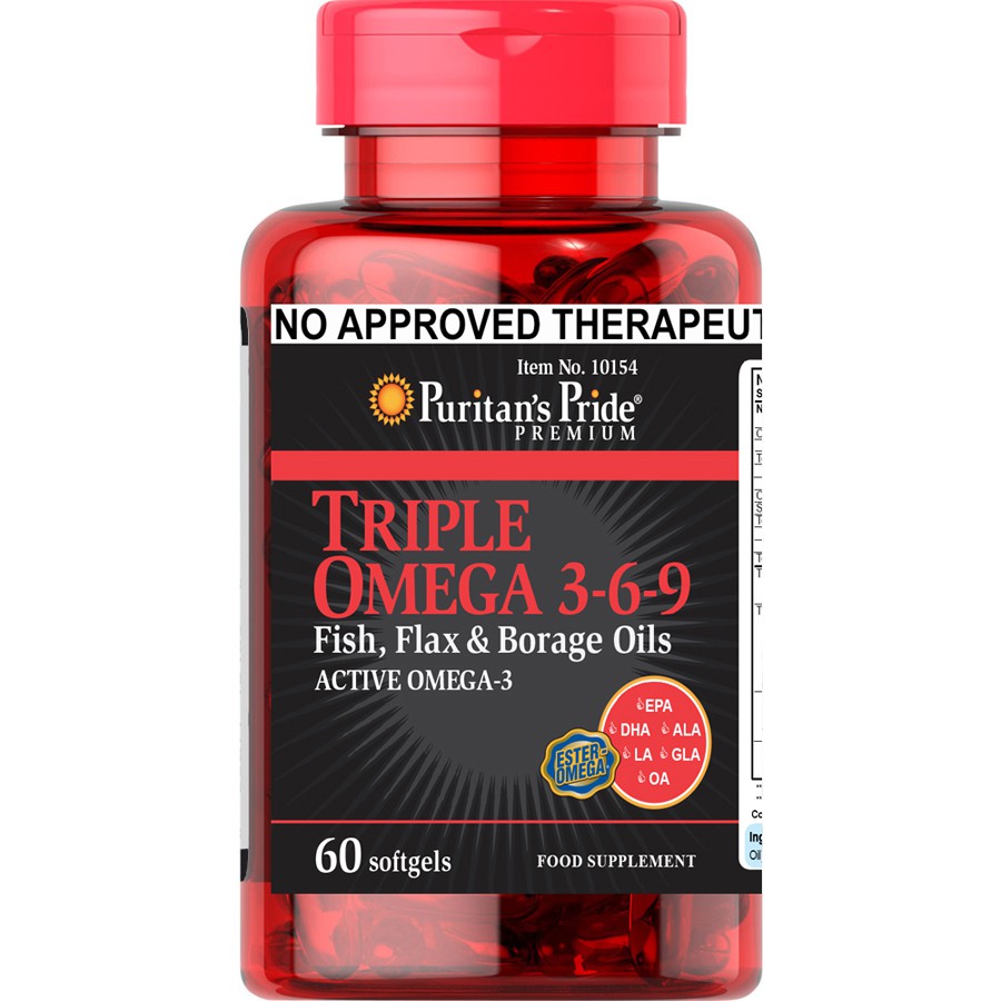 Puritan's Pride Omega 3-6-9 Fish Flax Borage Oils 60 sgels | Shopee
