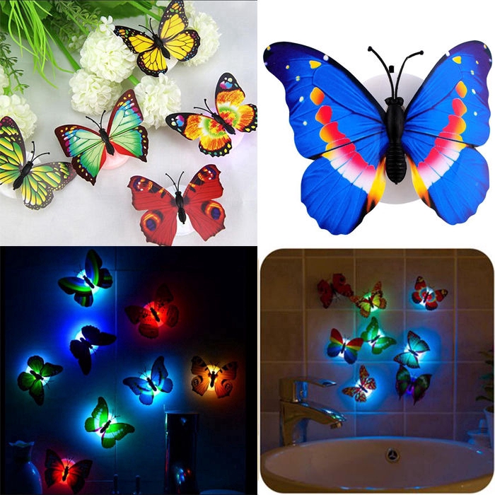5PC 7 Colors Change 3D Butterfly LED Night Light Lamp Home