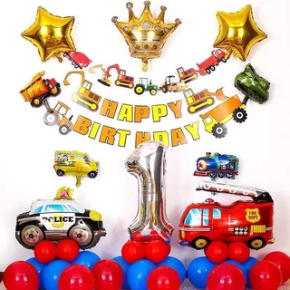 Boys Birthday Party Decoration Balloons/large and Small Airplane Truck Tanks Police Cars Fire Trucks Aluminum Foil Balloons/thick Children's Toy Balloons/safe and Environmentally Friendly Reusable/vehicle Series Theme Party Decoration Balloons #7