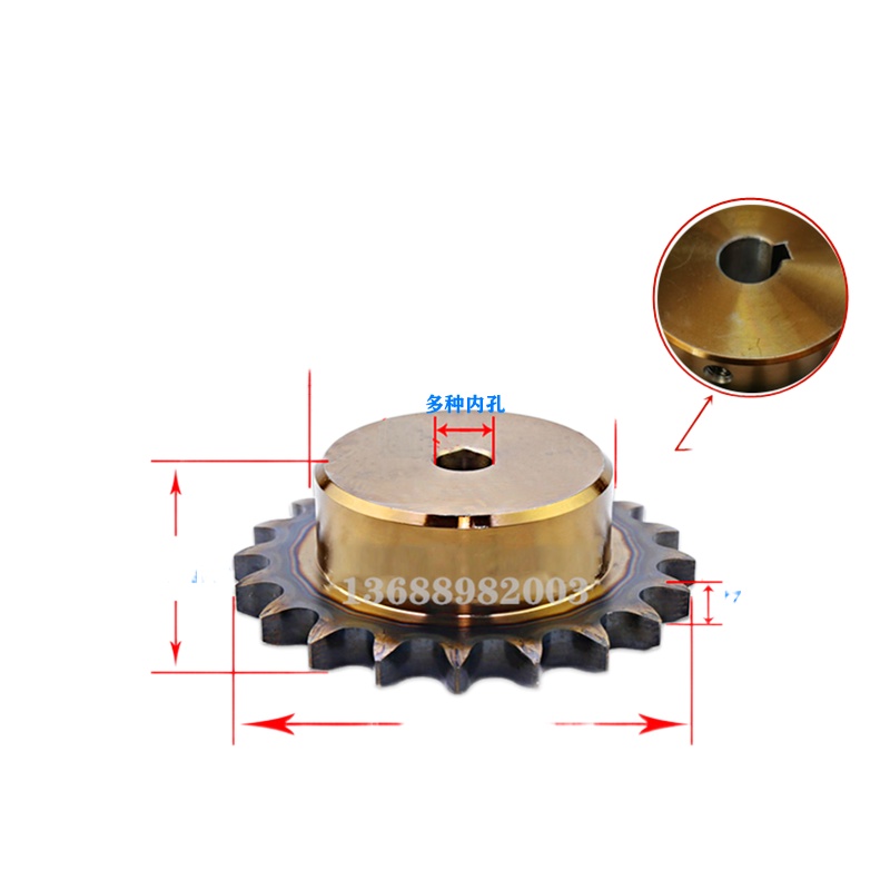 08A/40B20 teeth high precision sprocket 45 steel quenching with table