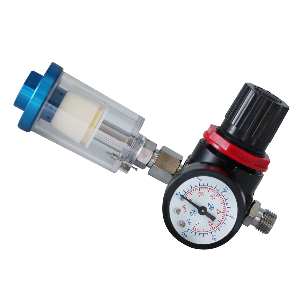HVLP Spray Air Regulator Pressure Gauge & 1/4" Mini Inline Air Filter