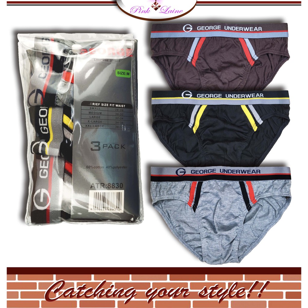 Pink Laine Boutique Men's 3Pcs Set/Pack Brief Underwear for