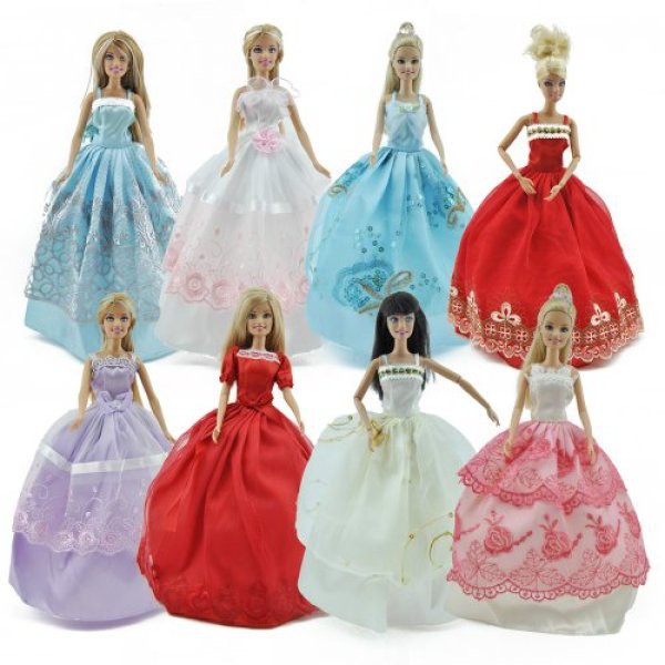 E-TING Handmade 5Pcs Fashion Clothes and 10 Shoes Grows Outfit for Barbie Doll 