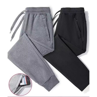 Unisex Plain Cotton Jogger Pants with zipper/makapal