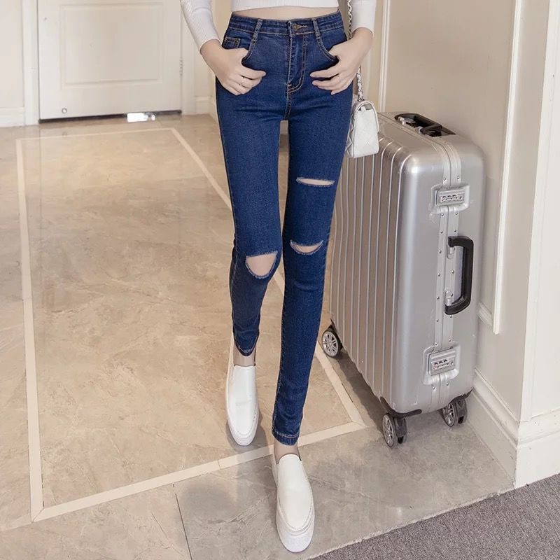 black ripped high wasted jeans