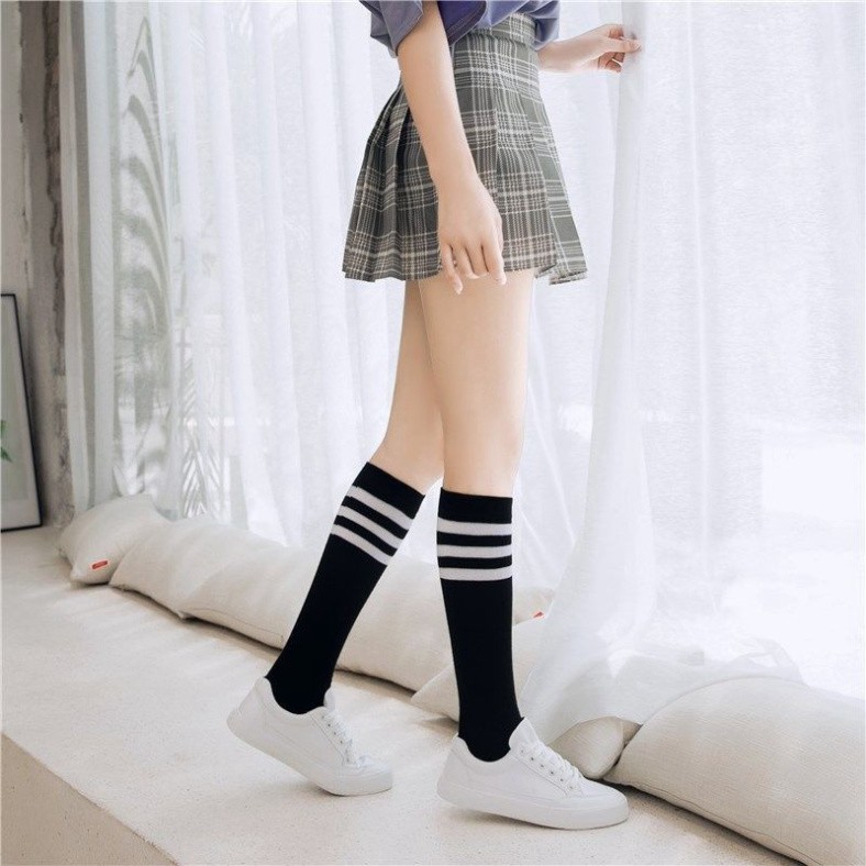 Korean style socks and socks with stripe under pillows in 2 colors black  and white | Shopee Philippines