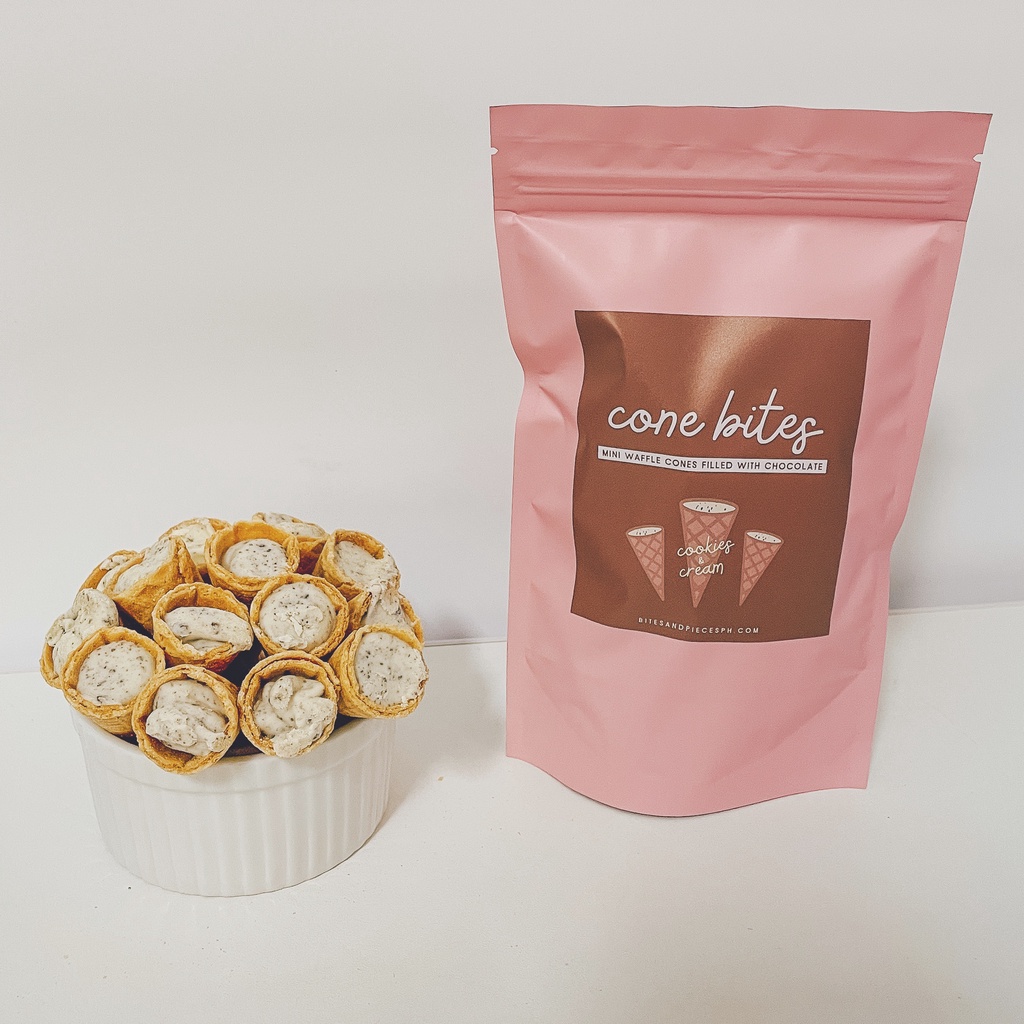 Cookies & Cream Cone Bites (mini waffle cones filled with chocolate