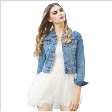 ladies beige denim jacket