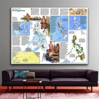 Philippine Map--Large Asia Southeast Map Poster Prints Wall Hanging Art Background Cloth Philippines History Map Wall Decor