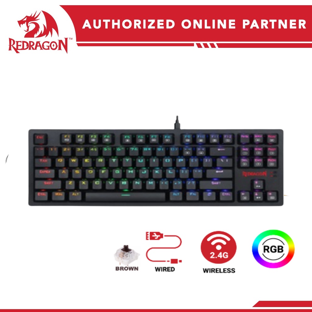 Redragon Knight K598-KNS Dual Mode RGB Mechanical Gaming Keyboard Black ...