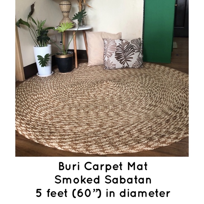 FREE SHIPPING!!Native Buri Round Carpet Mat Smoked Sabatan (5 feet) Shopee Philippines