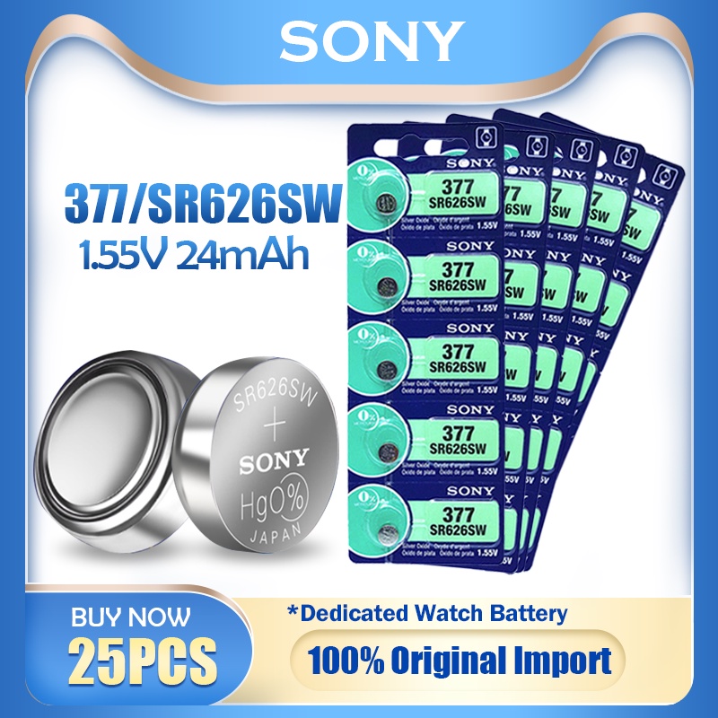 25PCS Original Sony 377 377A SR626SW SR626 AG4 1.55V Silver Oxide