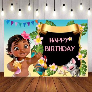 Moana Movie Mother Earth Backdrops Cartoon For Girls Princess Birthday Party Photography Sky Blue Backgrounds Photocall Custom Name Photo Shopee Philippines