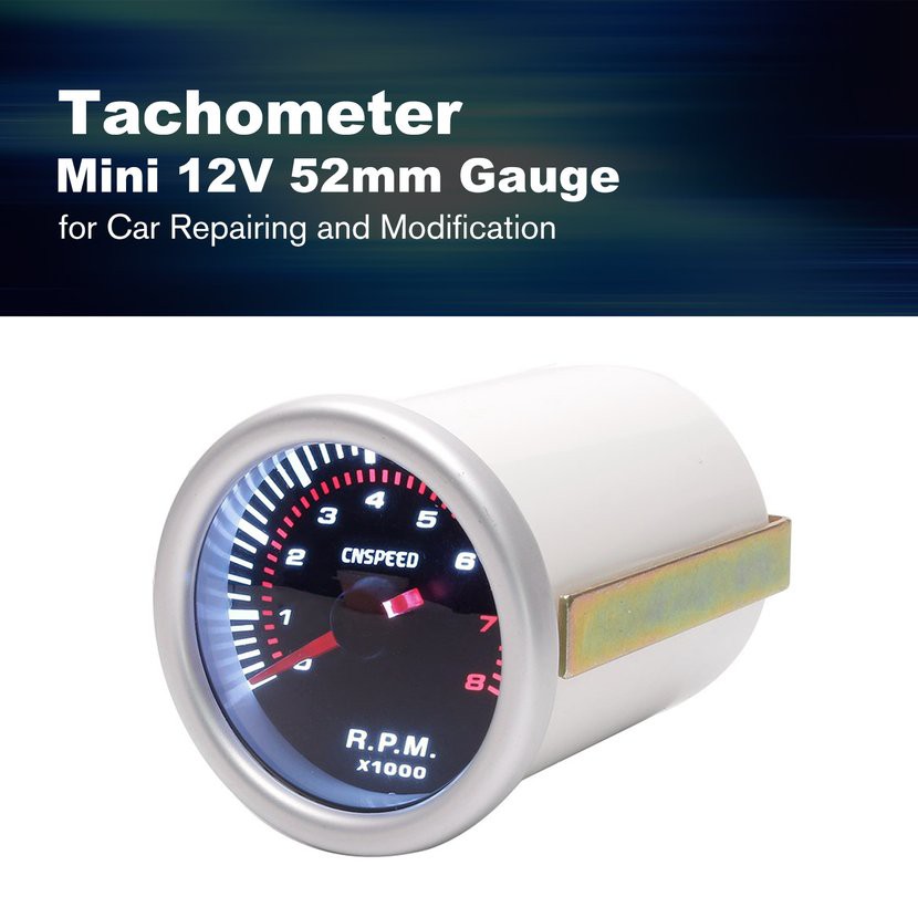 12V 2/'/' 52MM Car SUV Motor Digital LED Tachometer Tacho Gauge Meter Pointer RPM