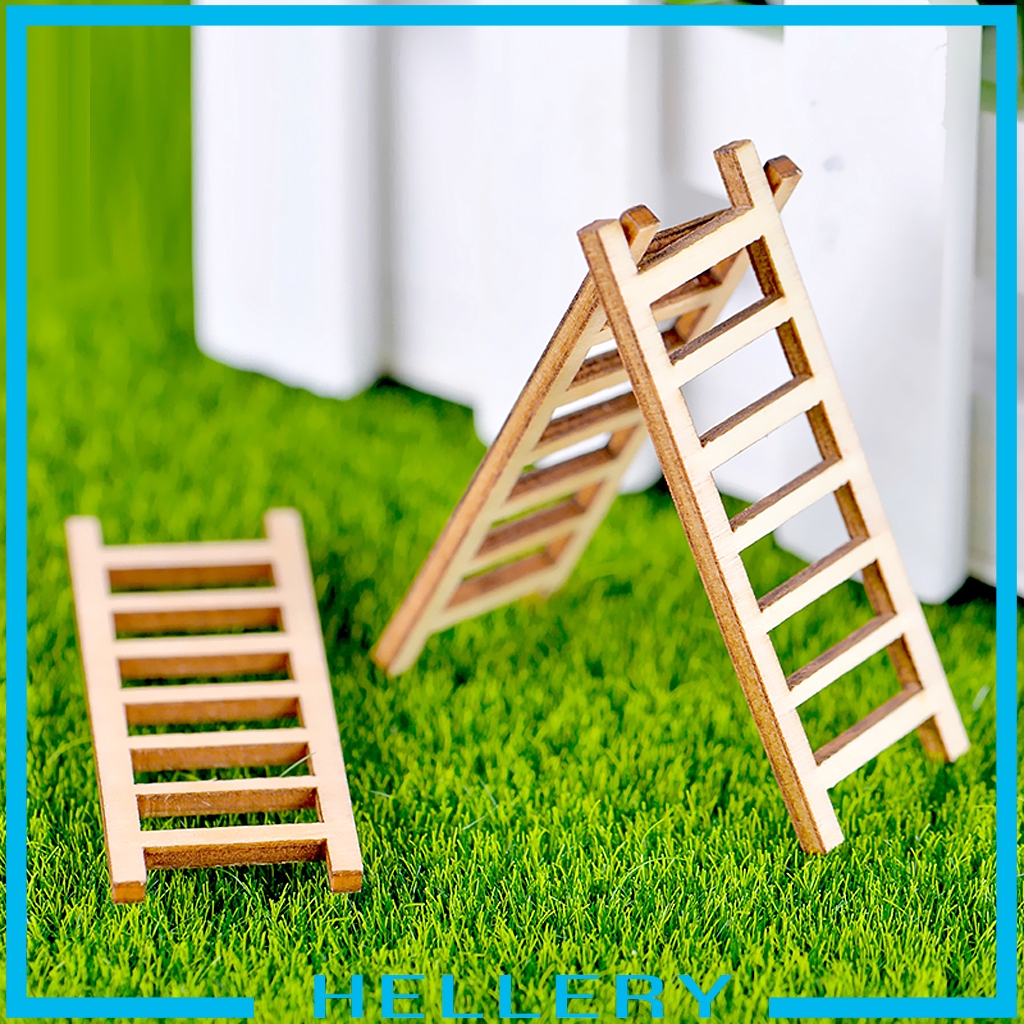 [HELLERY] 10Pcs Miniature Wood Ladders Micro Scenary Landscape Ornaments Home Decor