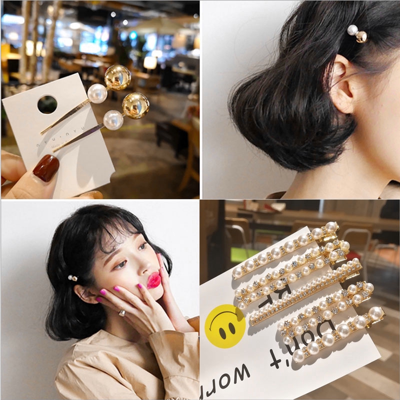 Korean Pearl hair clips side hairpins Jewelry Accessories | Shopee  Philippines