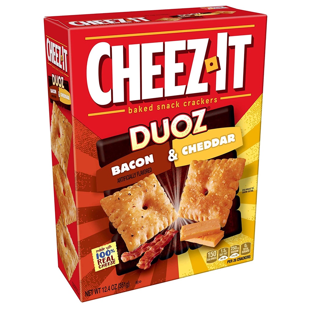 Nabisco Cheez it Baked Snacked Crackers Bacon Cheddar Duoz 12 oz