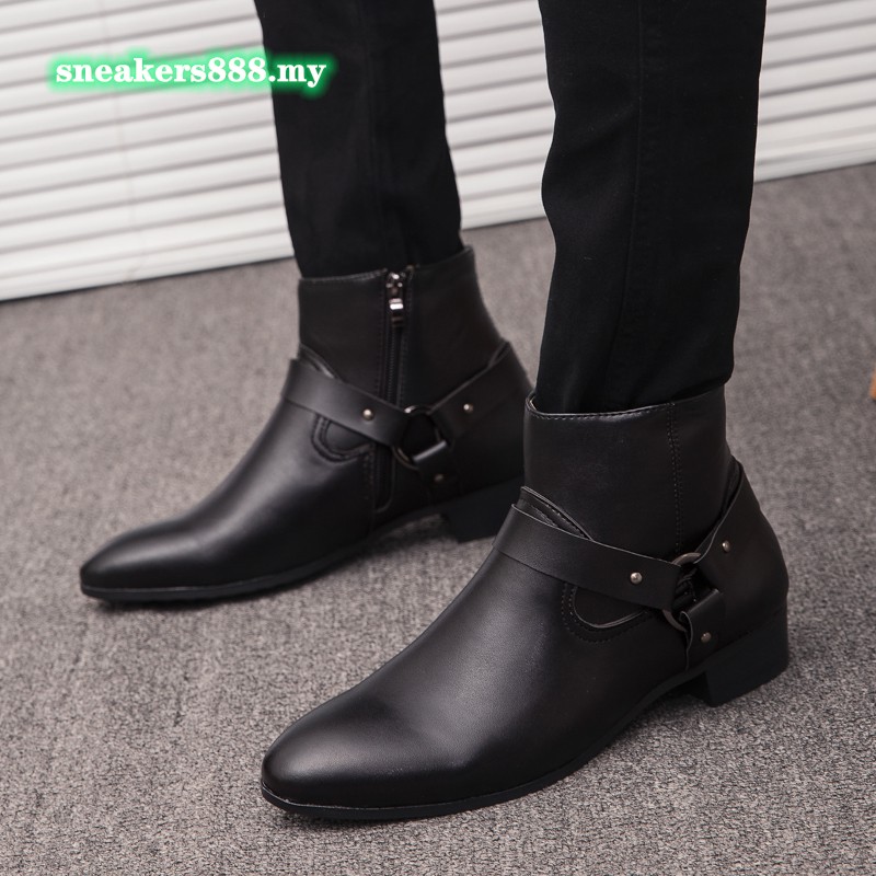 Snk Men S Leather Formal Zipper Boots Casual Men Shoes Chelsea Boots Plus Size 39 47 Shopee Philippines