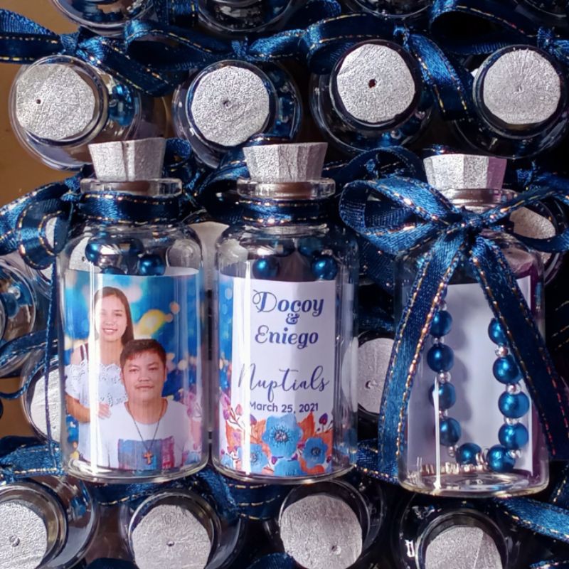 N.Blue Mini Rosary in a Bottle Wedding Souvenirs Shopee Philippines