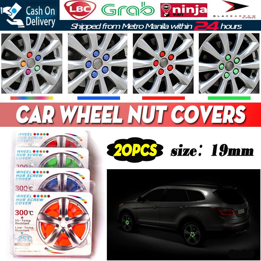 Black Aramox Nut Caps 20Pcs Car Wheel Nut Caps Screw Cover 19mm Bolt Rims Exterior Decoration Dust Proof Black 
