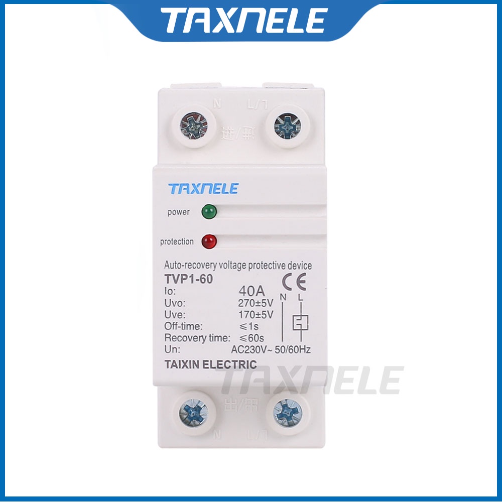 230V AC 40A 63A Din Rail Auto Recovery Voltage Protective Over Under